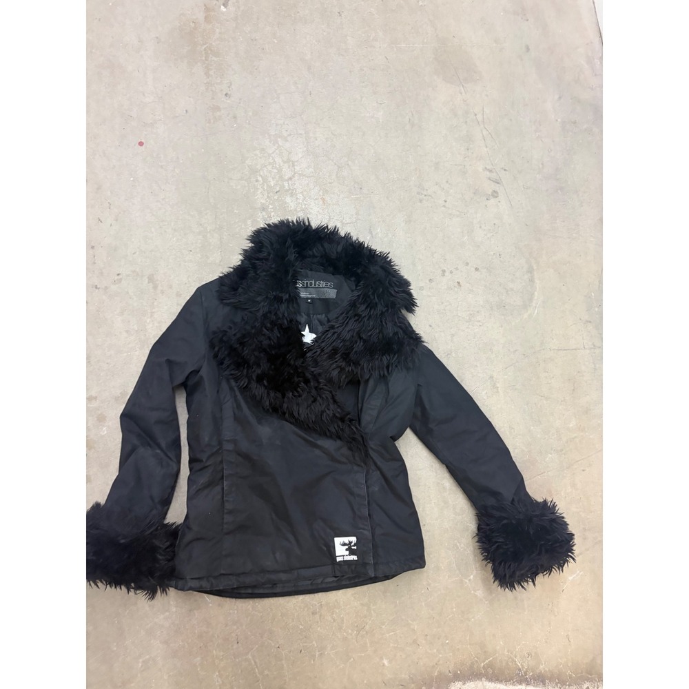 Vintage Gsus Sindustries Penny Lane Jacket Black Faux Fur Y2K Gothic Medium